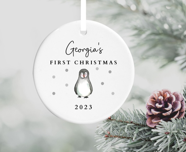 Personalised Baby's First Christmas Ceramic Hanging Christmas Tree Ornament Decoration